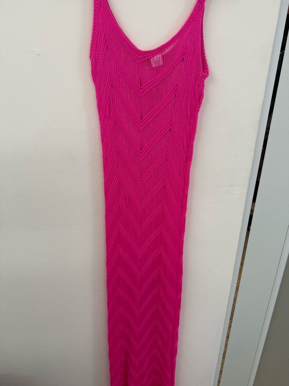 Vibrant Hot Pink Knit Maxi Beach Cove up